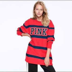 NWT VS PINK Editorial Crew Tunic Red Stripe Med